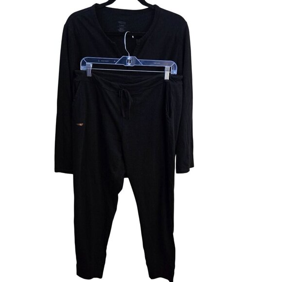 Copper Fit Black Jogger Set V Neck Drawstring Waist Size L - Picture 1 of 9